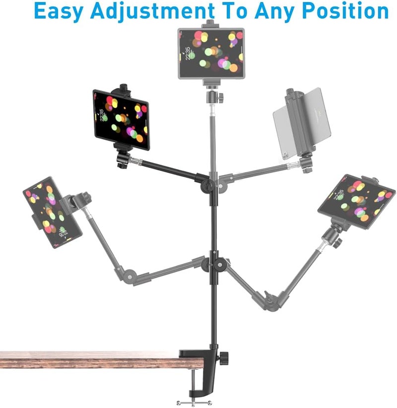 KDD Webcam Stand Camera Mount with Phone Holder, 22 Inch Foldable Flexible Gooseneck Cell Phone Clamp & Table Projector Mount, for Logitech C922 C930e C920S C920 C960 Brio 4K, Gopro Hero 8 7 6 5 - Image 4